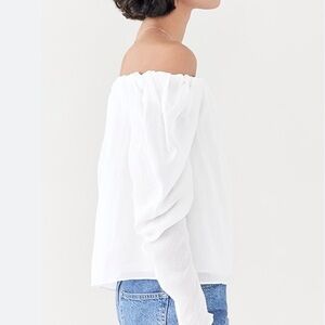Anthropologie Cloth and Stone Textured White Off Shoulder Top